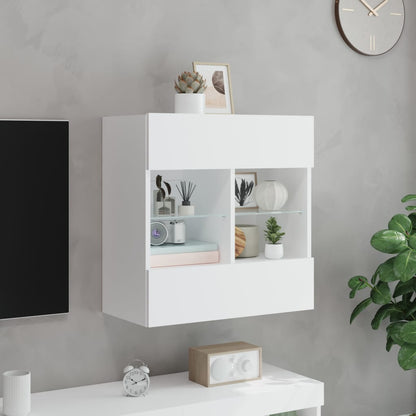 TV Wall Cabinet with LED Lights White 58,5x30x60,5 cm
