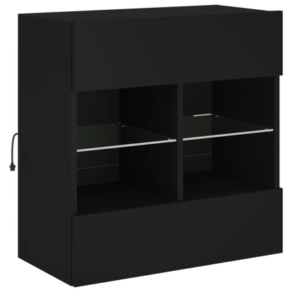 TV Wall Cabinet with LED Lights Black 58,5x30x60,5 cm