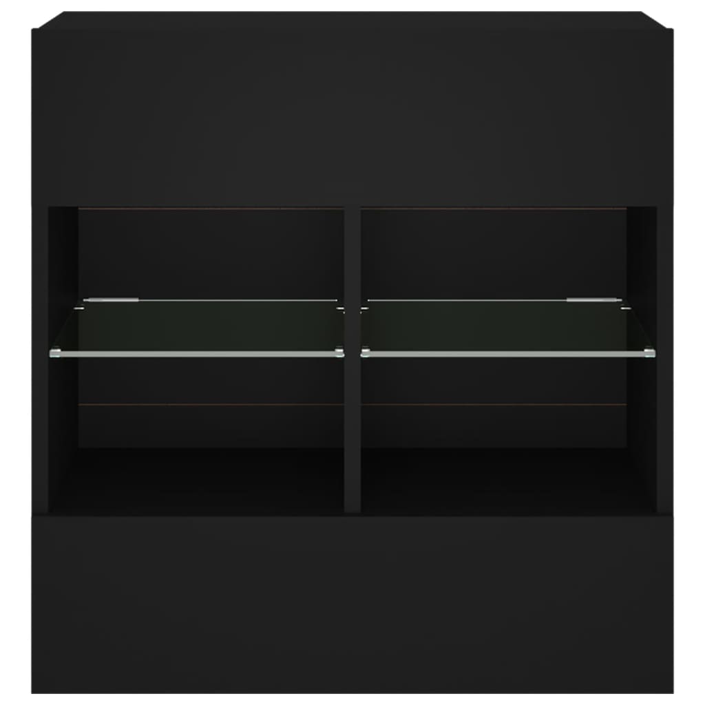 TV Wall Cabinet with LED Lights Black 58,5x30x60,5 cm