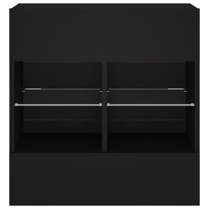 TV Wall Cabinet with LED Lights Black 58,5x30x60,5 cm