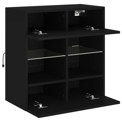 TV Wall Cabinet with LED Lights Black 58,5x30x60,5 cm