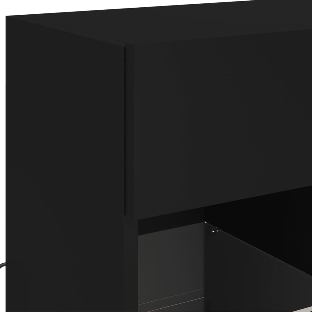 TV Wall Cabinet with LED Lights Black 58,5x30x60,5 cm