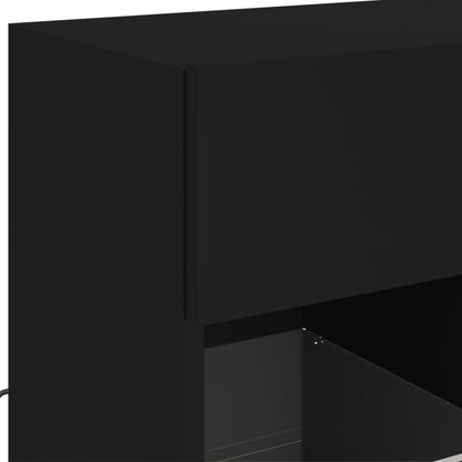 TV Wall Cabinet with LED Lights Black 58,5x30x60,5 cm