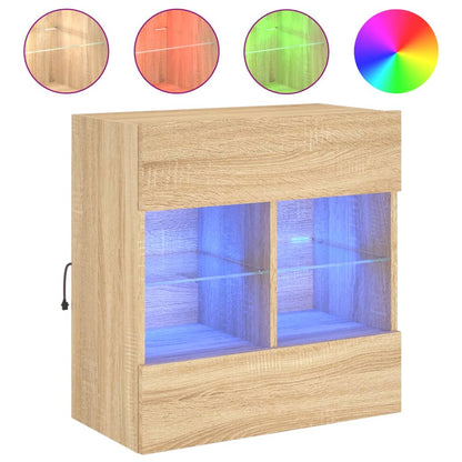TV Wall Cabinet with LED Lights Sonoma Oak 58,5x30x60,5 cm