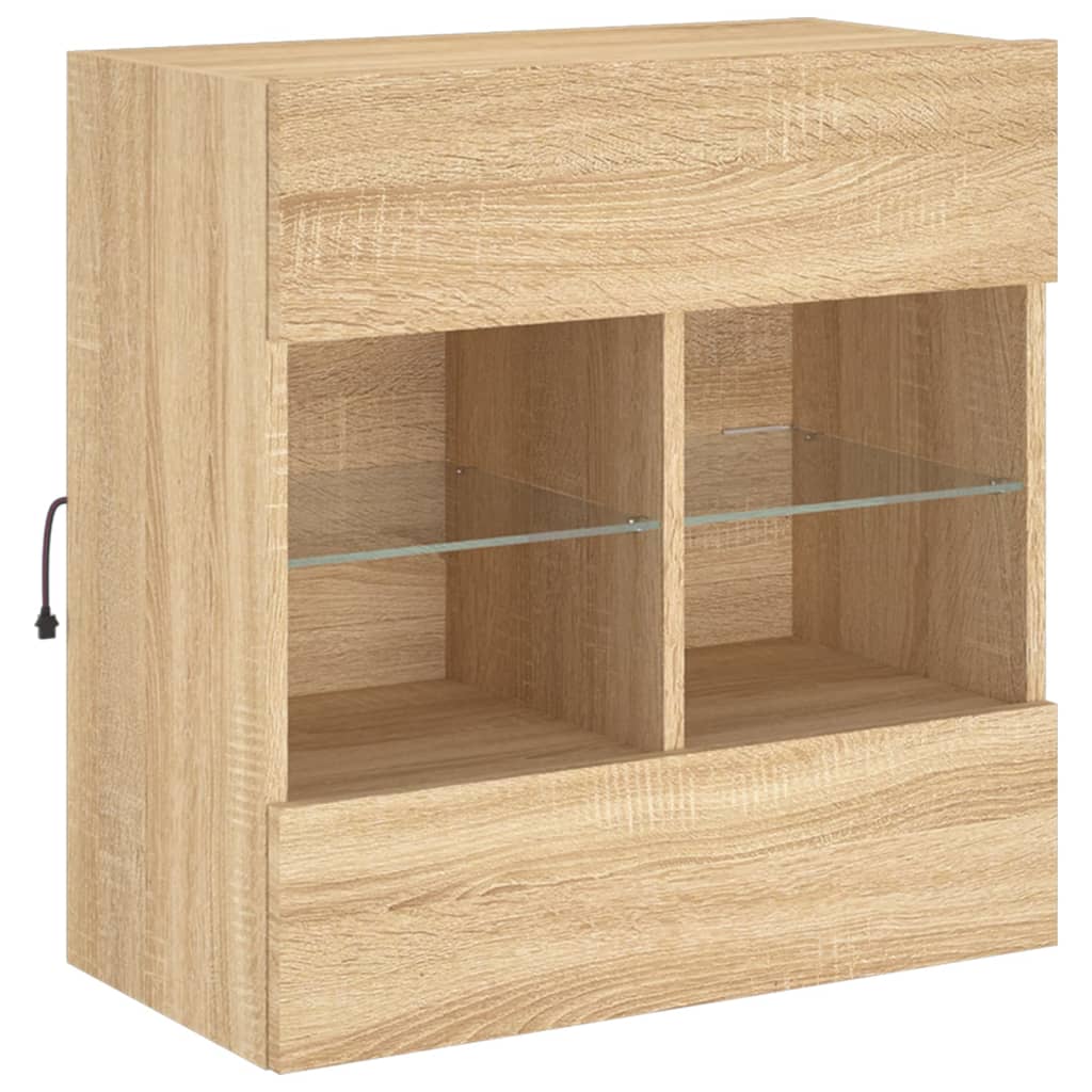 TV Wall Cabinet with LED Lights Sonoma Oak 58,5x30x60,5 cm