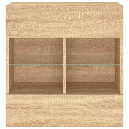 TV Wall Cabinet with LED Lights Sonoma Oak 58,5x30x60,5 cm