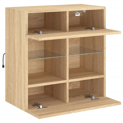 TV Wall Cabinet with LED Lights Sonoma Oak 58,5x30x60,5 cm