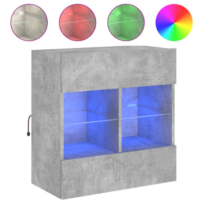 TV Wall Cabinet with LED Lights Concrete Grey 58,5x30x60,5 cm
