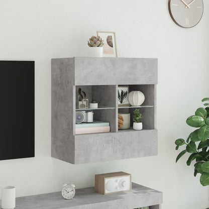 TV Wall Cabinet with LED Lights Concrete Grey 58,5x30x60,5 cm