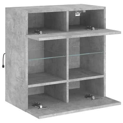 TV Wall Cabinet with LED Lights Concrete Grey 58,5x30x60,5 cm