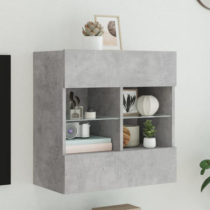 TV Wall Cabinet with LED Lights Concrete Grey 58,5x30x60,5 cm
