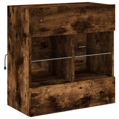 TV Wall Cabinet with LED Lights Smoked Oak 58,5x30x60,5 cm