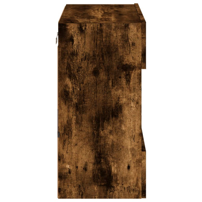 TV Wall Cabinet with LED Lights Smoked Oak 58,5x30x60,5 cm