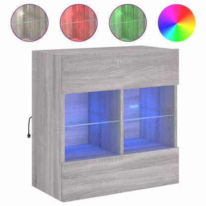 TV Wall Cabinet with LED Lights Grey Sonoma 58,5x30x60,5 cm