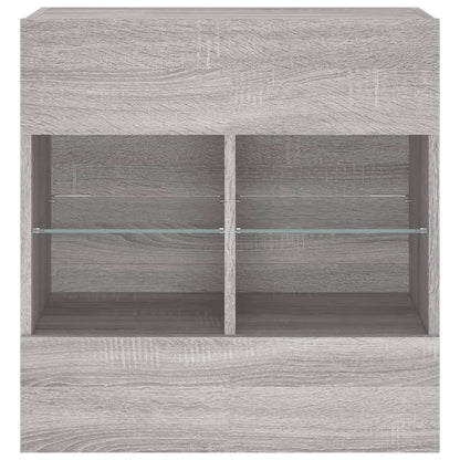 TV Wall Cabinet with LED Lights Grey Sonoma 58,5x30x60,5 cm