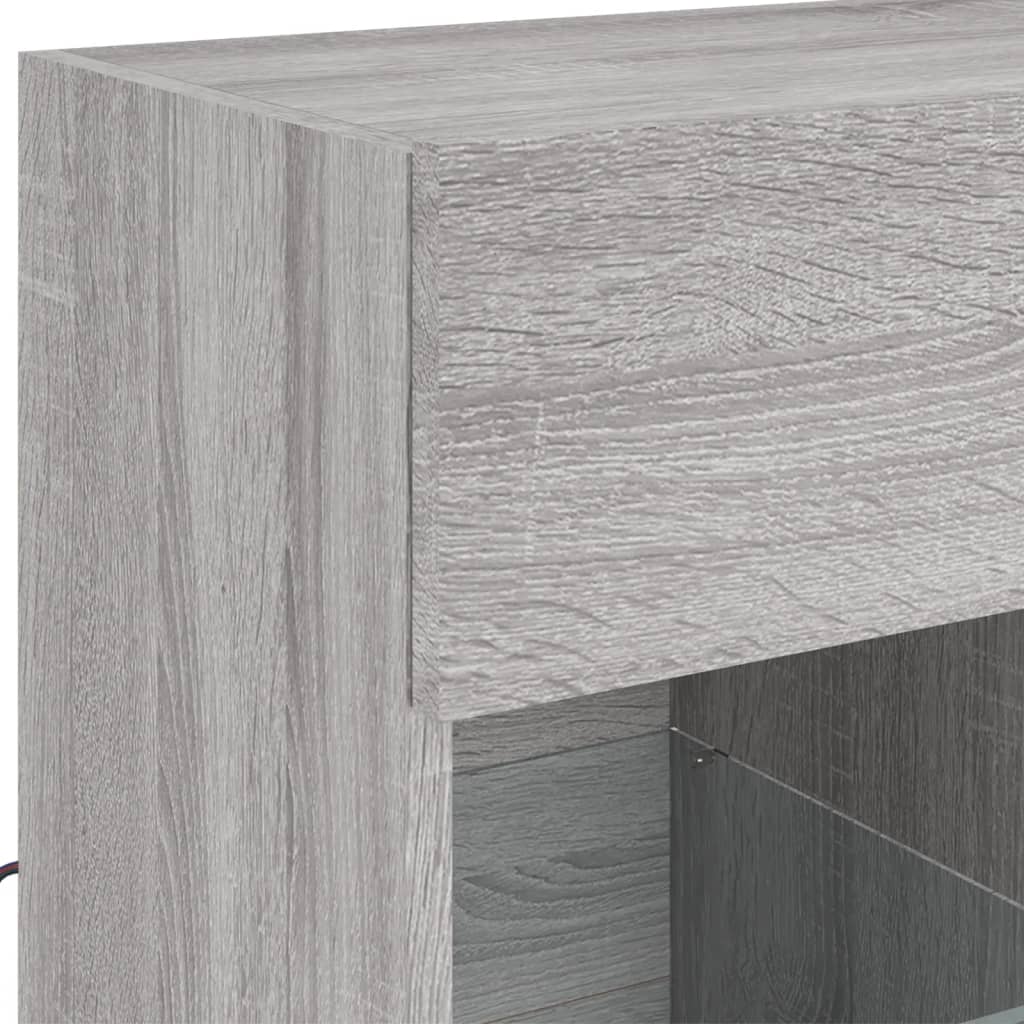 TV Wall Cabinet with LED Lights Grey Sonoma 58,5x30x60,5 cm