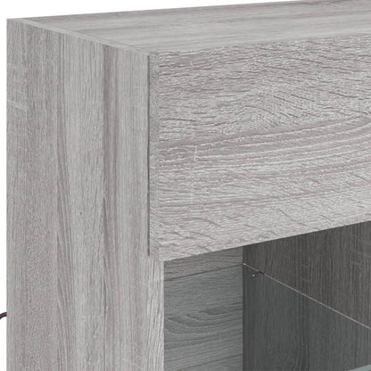 TV Wall Cabinet with LED Lights Grey Sonoma 58,5x30x60,5 cm