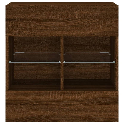 TV Wall Cabinet with LED Lights Brown Oak 58,5x30x60,5 cm