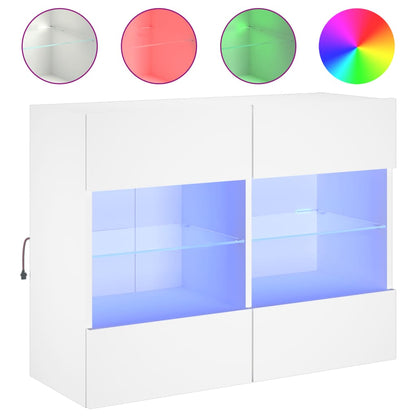 TV Wall Cabinet with LED Lights White 78,5x30x60,5 cm