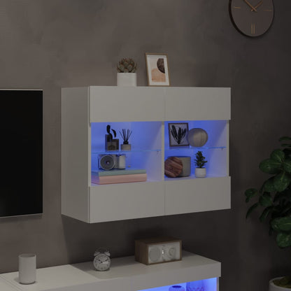 TV Wall Cabinet with LED Lights White 78,5x30x60,5 cm