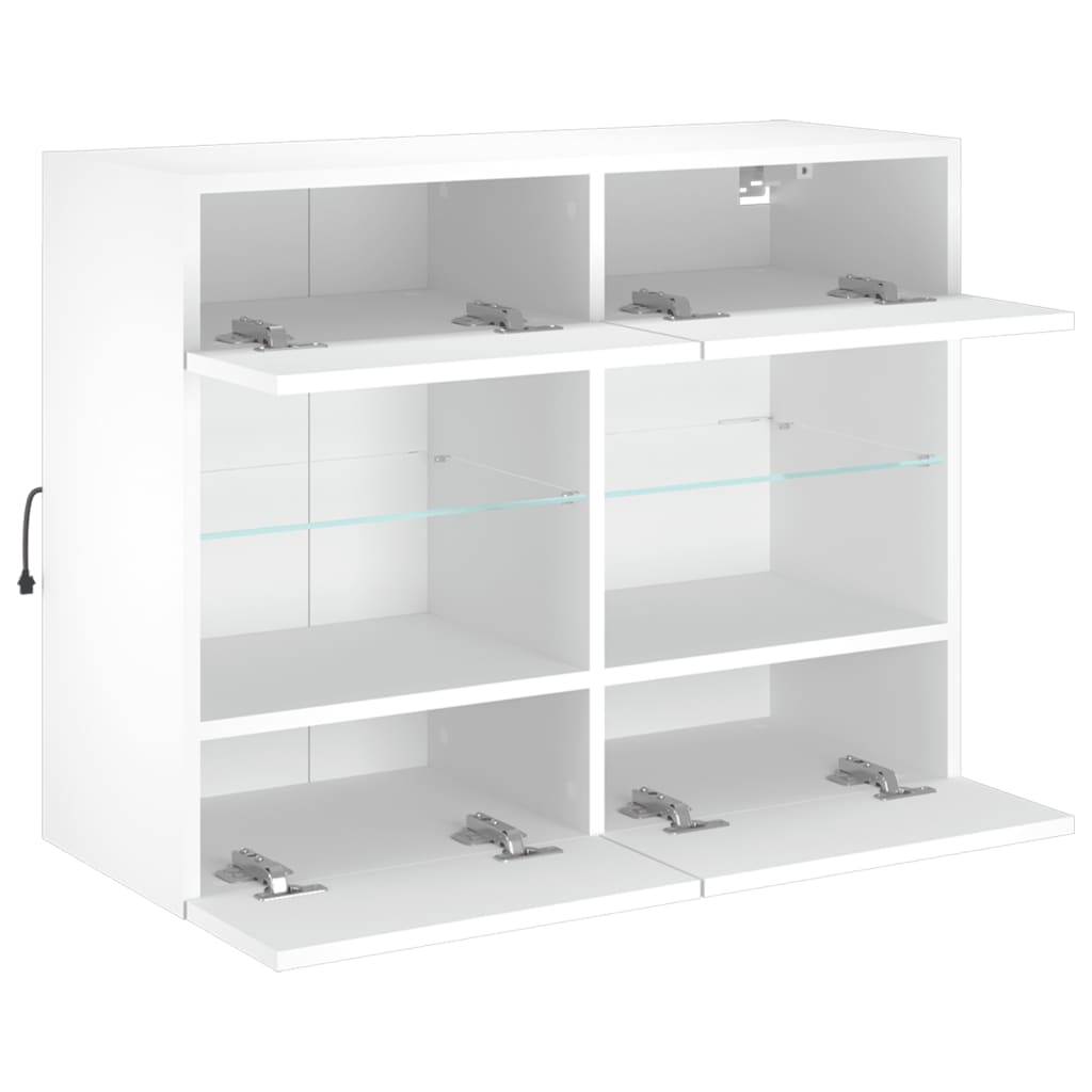 TV Wall Cabinet with LED Lights White 78,5x30x60,5 cm