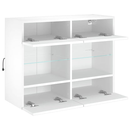 TV Wall Cabinet with LED Lights White 78,5x30x60,5 cm