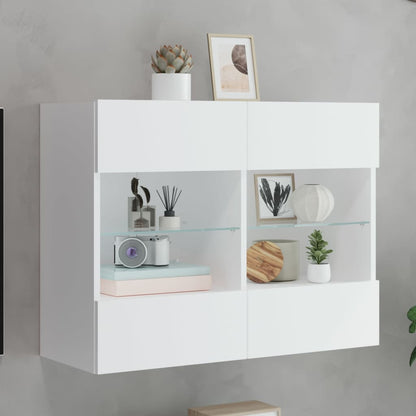 TV Wall Cabinet with LED Lights White 78,5x30x60,5 cm