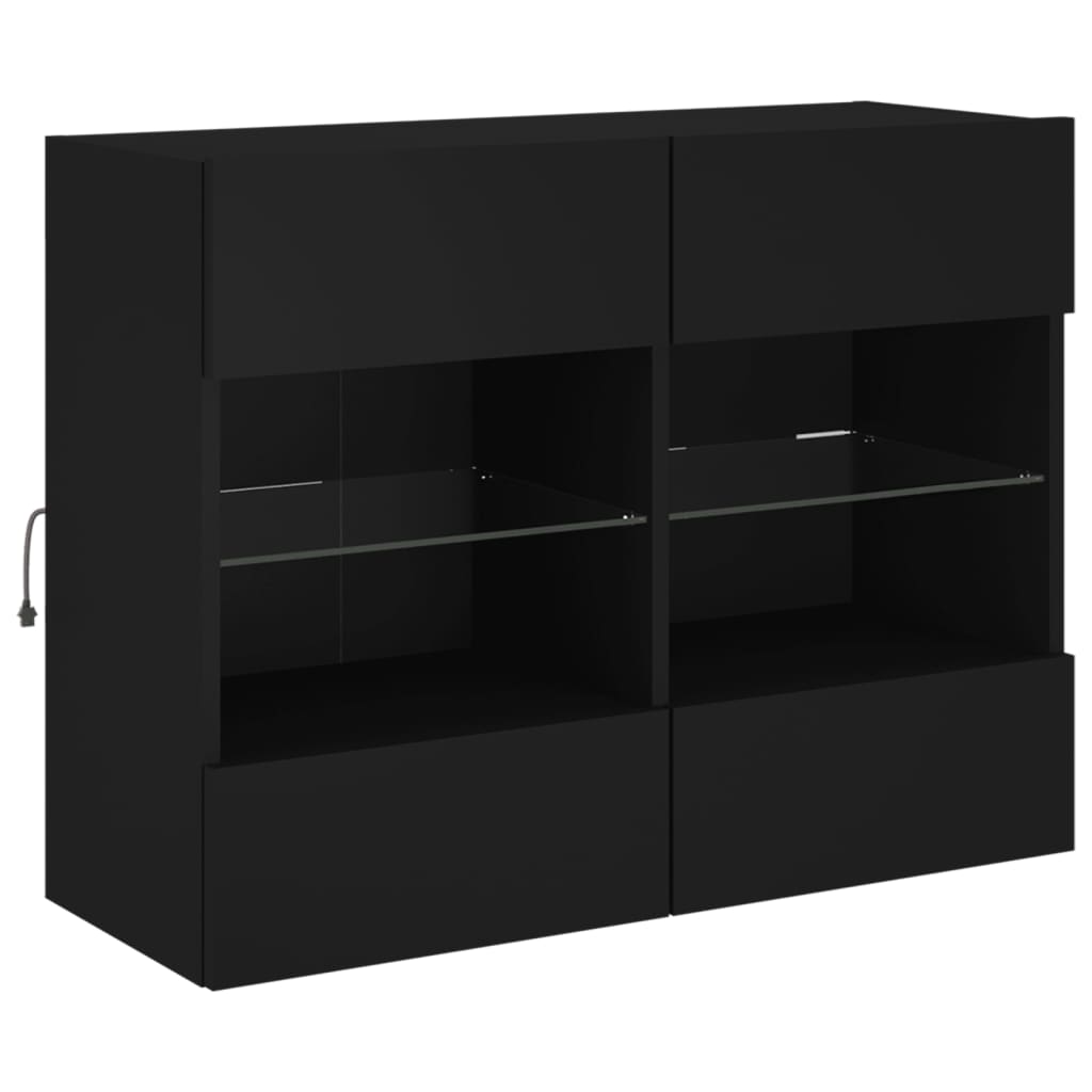 TV Wall Cabinet with LED Lights Black 78,5x30x60,5 cm