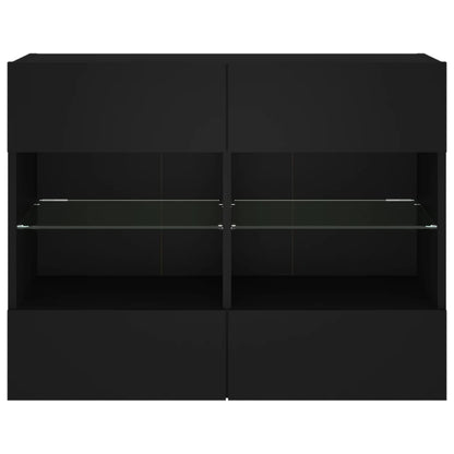 TV Wall Cabinet with LED Lights Black 78,5x30x60,5 cm