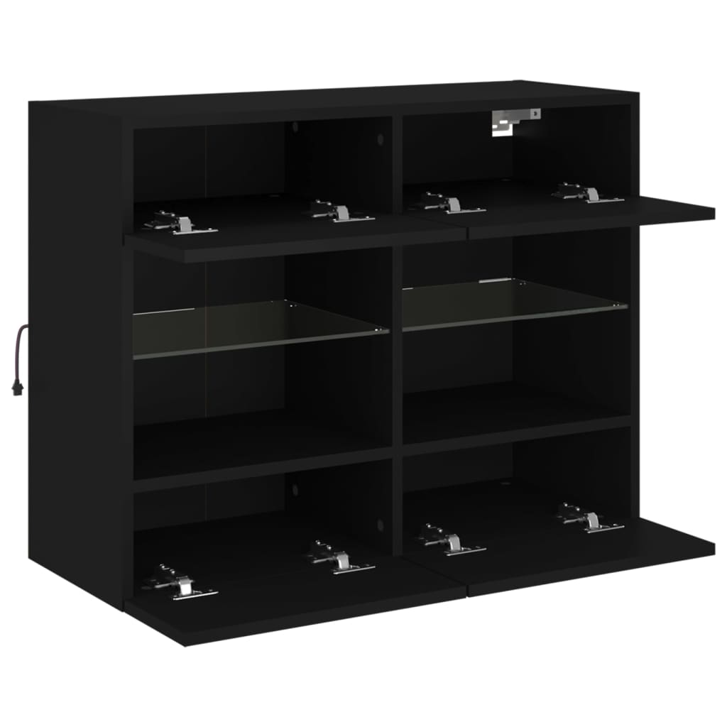 TV Wall Cabinet with LED Lights Black 78,5x30x60,5 cm