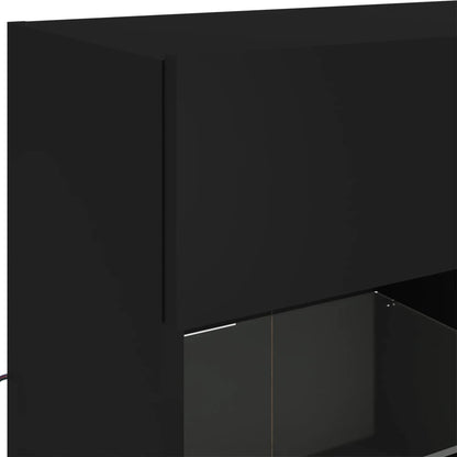 TV Wall Cabinet with LED Lights Black 78,5x30x60,5 cm