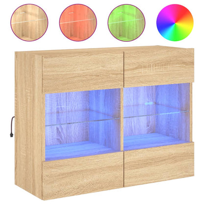 TV Wall Cabinet with LED Lights Sonoma Oak 78,5x30x60,5 cm