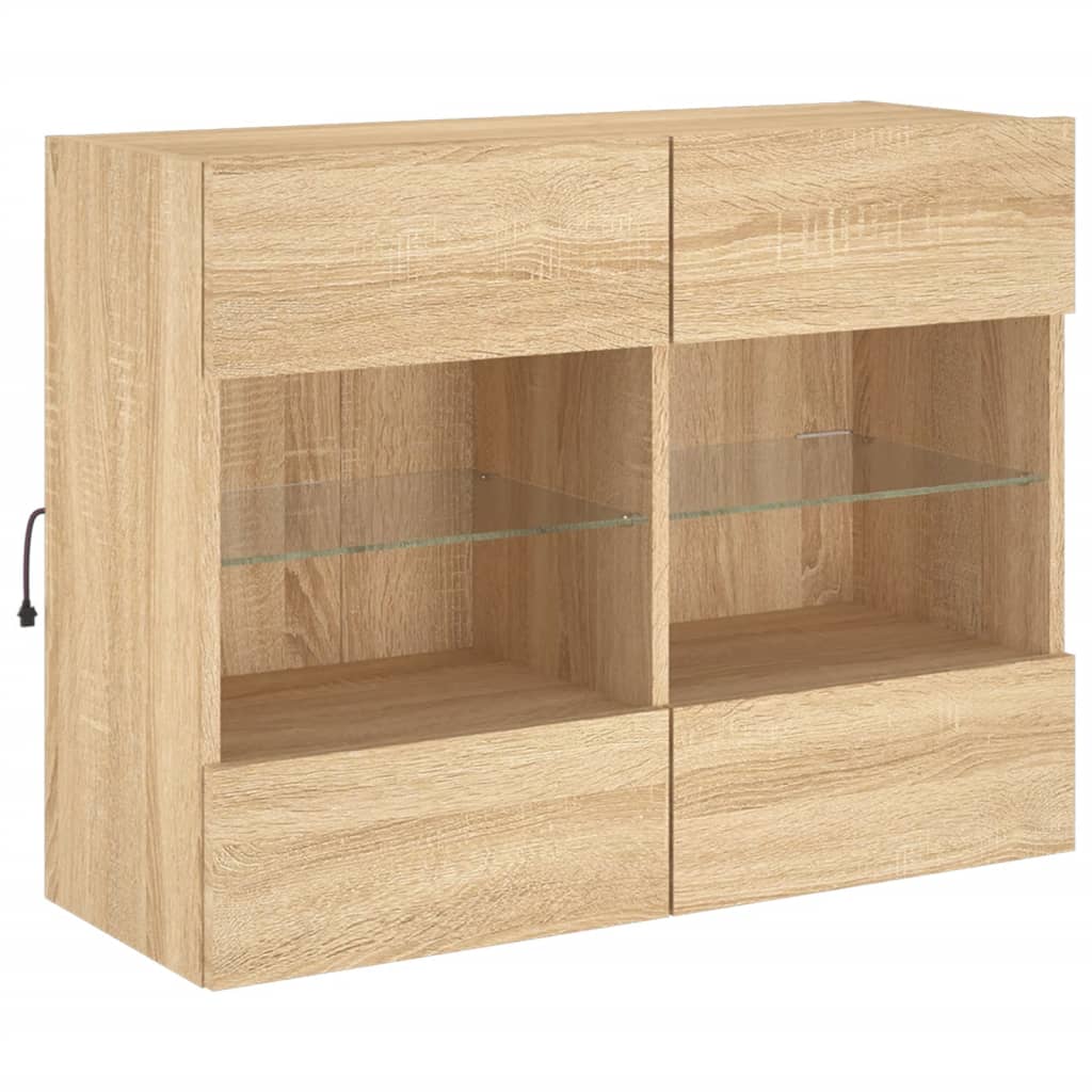 TV Wall Cabinet with LED Lights Sonoma Oak 78,5x30x60,5 cm