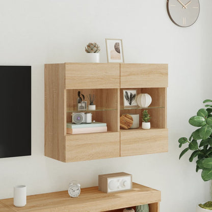 TV Wall Cabinet with LED Lights Sonoma Oak 78,5x30x60,5 cm