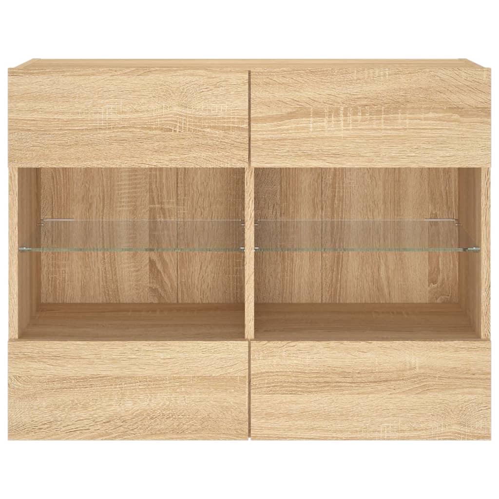 TV Wall Cabinet with LED Lights Sonoma Oak 78,5x30x60,5 cm
