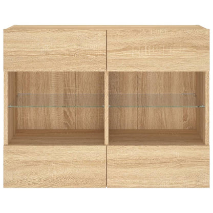TV Wall Cabinet with LED Lights Sonoma Oak 78,5x30x60,5 cm