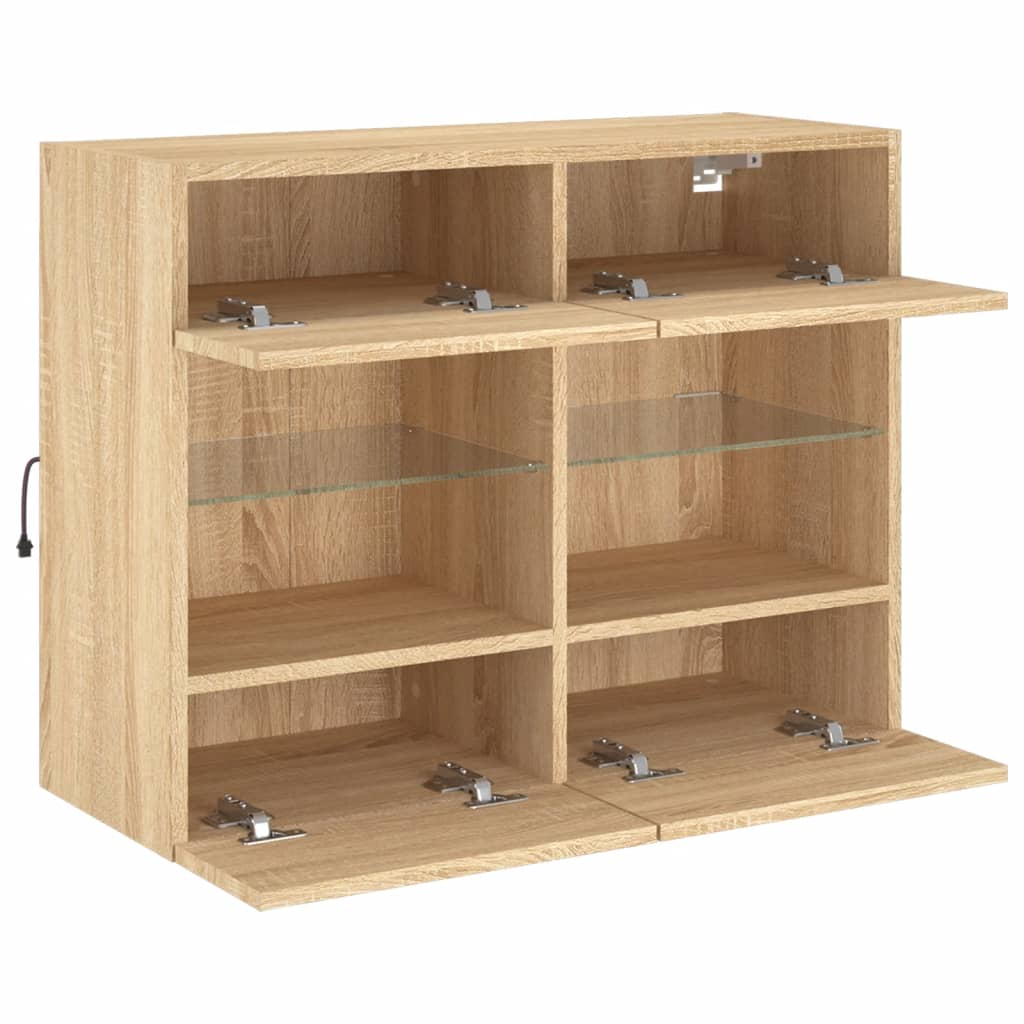 TV Wall Cabinet with LED Lights Sonoma Oak 78,5x30x60,5 cm