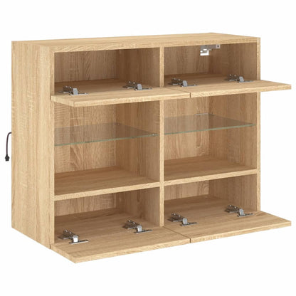 TV Wall Cabinet with LED Lights Sonoma Oak 78,5x30x60,5 cm