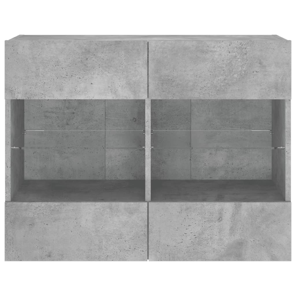TV Wall Cabinet with LED Lights Concrete Grey 78,5x30x60,5 cm
