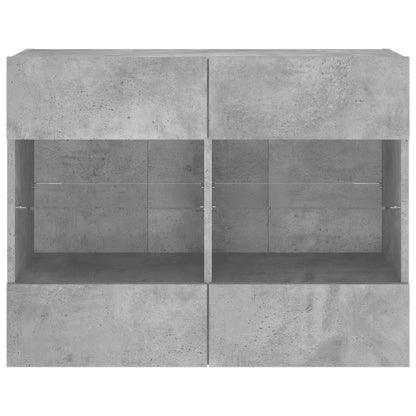 TV Wall Cabinet with LED Lights Concrete Grey 78,5x30x60,5 cm