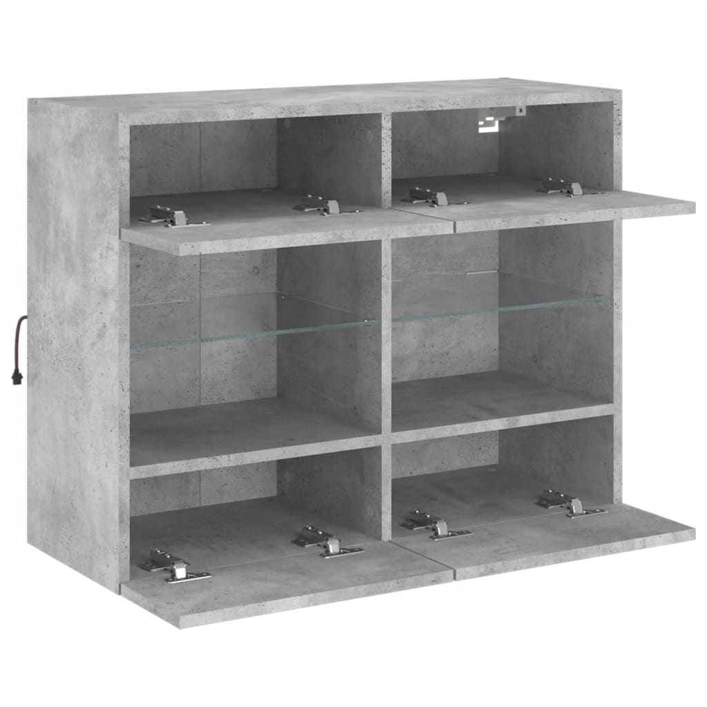 TV Wall Cabinet with LED Lights Concrete Grey 78,5x30x60,5 cm