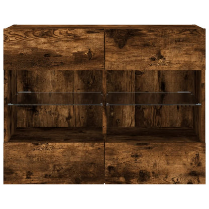 TV Wall Cabinet with LED Lights Smoked Oak 78,5x30x60,5 cm