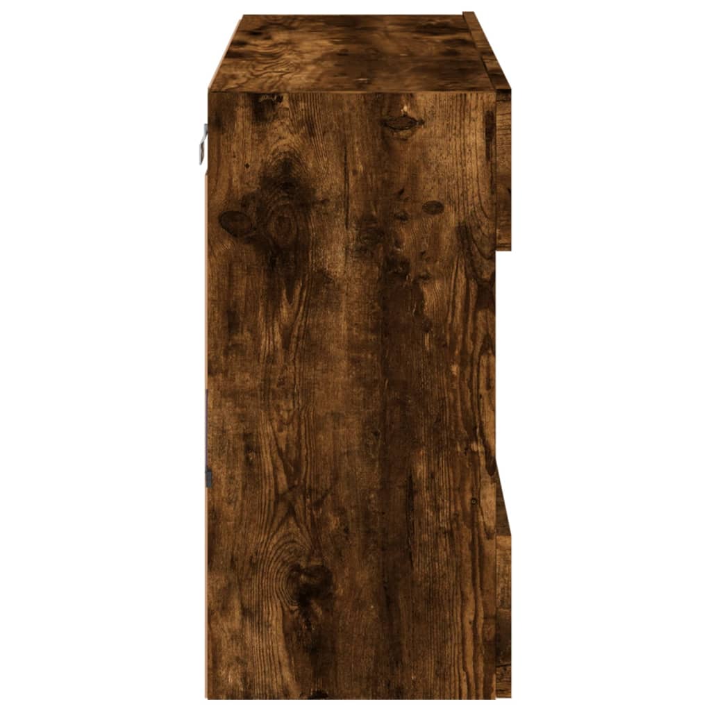 TV Wall Cabinet with LED Lights Smoked Oak 78,5x30x60,5 cm