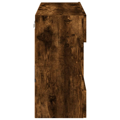 TV Wall Cabinet with LED Lights Smoked Oak 78,5x30x60,5 cm