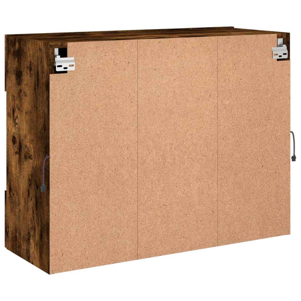TV Wall Cabinet with LED Lights Smoked Oak 78,5x30x60,5 cm