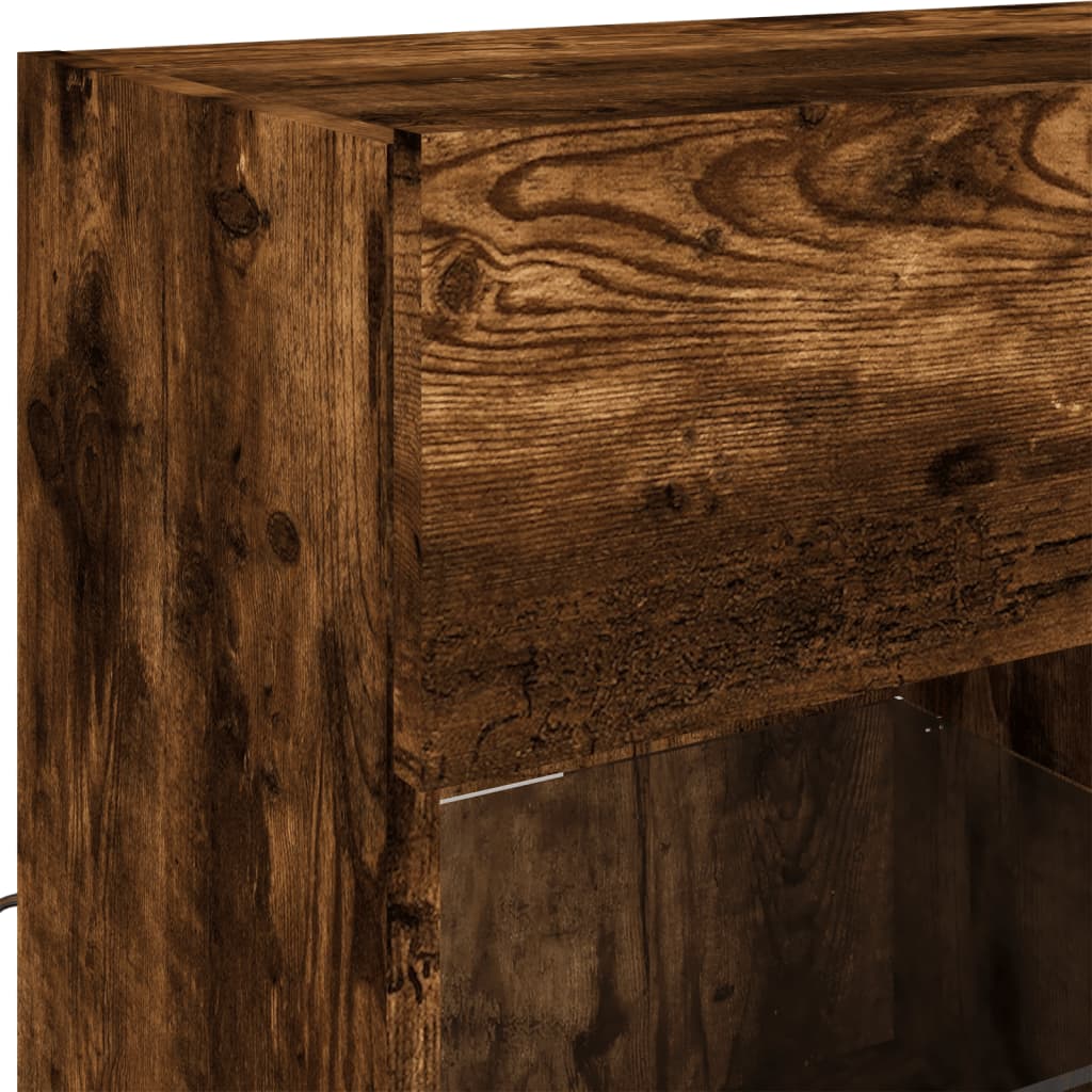 TV Wall Cabinet with LED Lights Smoked Oak 78,5x30x60,5 cm