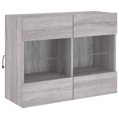 TV Wall Cabinet with LED Lights Grey Sonoma 78,5x30x60,5 cm