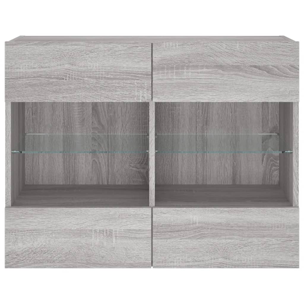 TV Wall Cabinet with LED Lights Grey Sonoma 78,5x30x60,5 cm