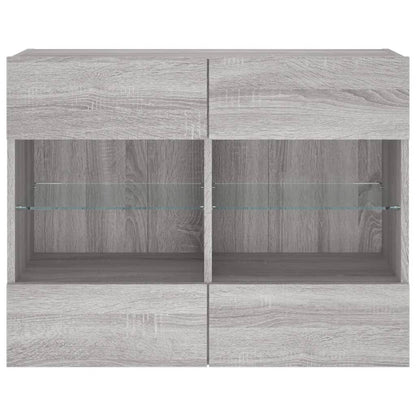 TV Wall Cabinet with LED Lights Grey Sonoma 78,5x30x60,5 cm
