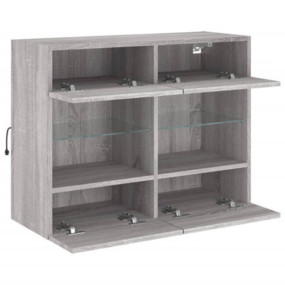 TV Wall Cabinet with LED Lights Grey Sonoma 78,5x30x60,5 cm